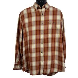 5 for $25| Timberland Long Sleeve Plaid Button Down Brown Shirt